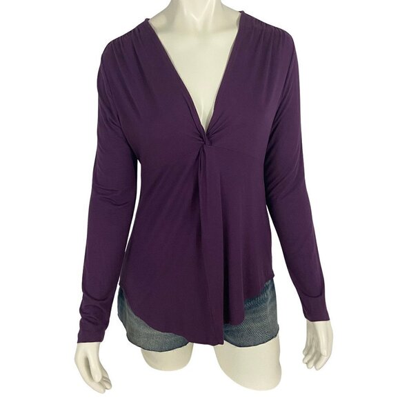 Soft Surroundings Women's Long Sleeve Bouse Top Size M V-Neck Purple NWOT - Picture 1 of 8